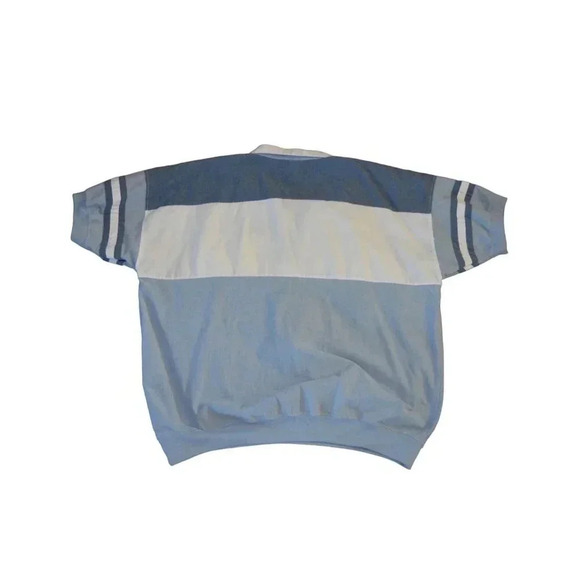 Vintage The Men's Store at Sears XL Polo Shirt White & Blue Striped Short Sleeve - Picture 3 of 6